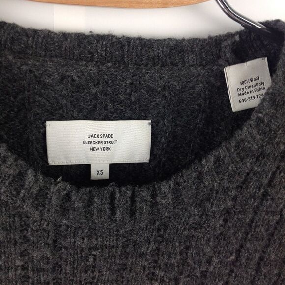 JACK Spade Charcoal 100% Wool Crewneck Sweater Size XS - Picture 4 of 6
